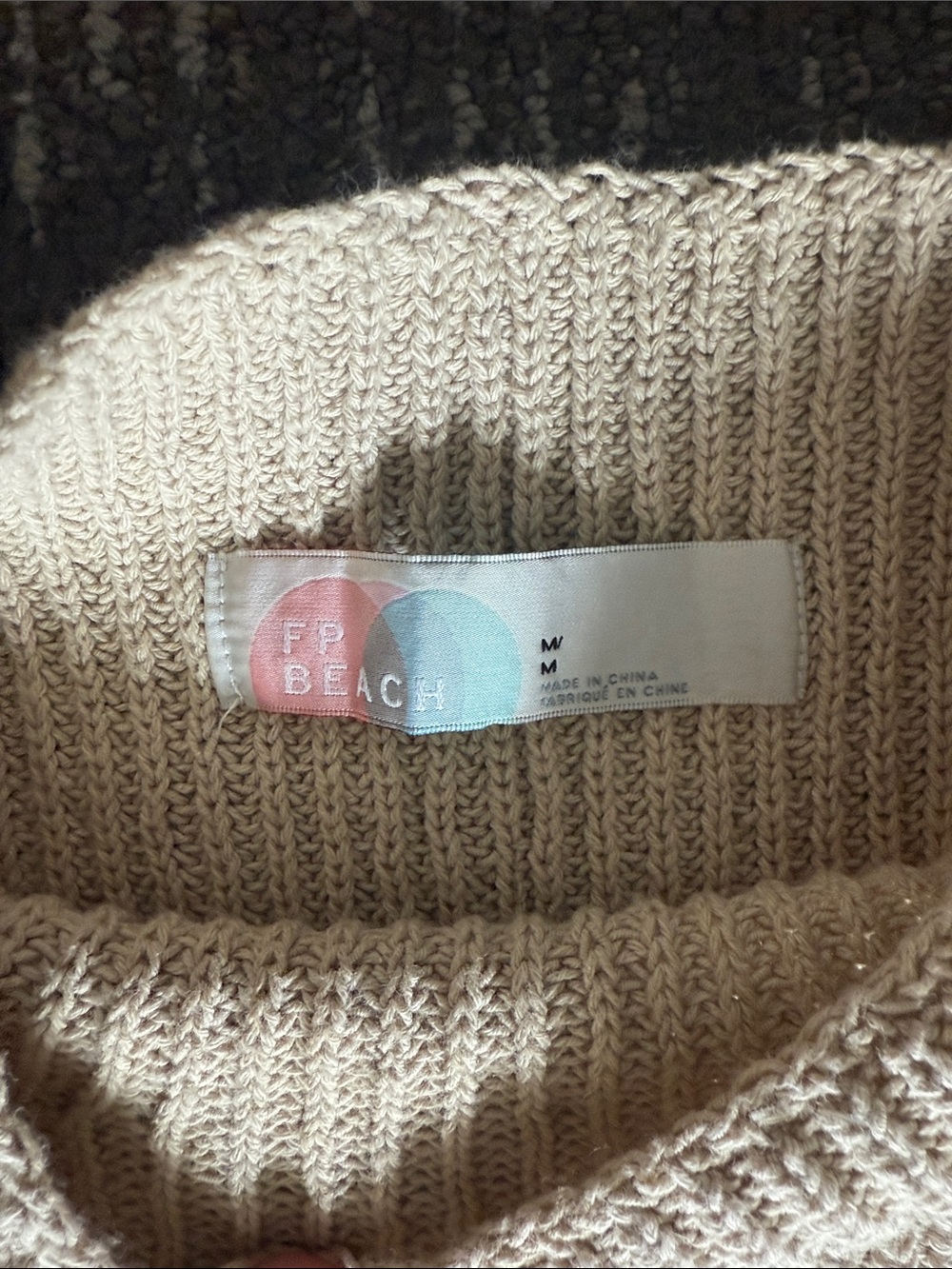 Free People Beach 100% CottonSleeveless Ribbed Knit Pocket Sweater in Beige Sz M - Picture 2 of 8
